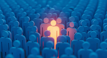 Fototapeta premium Standing out in a crowd with bright illumination