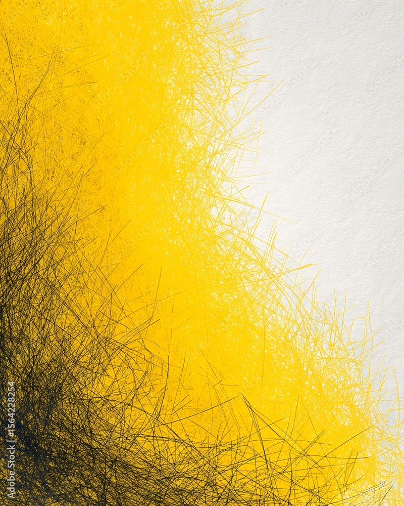 Poster abstract composition in yellow and black with dynamic textures on a light background
