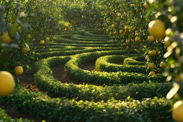 Orchard labyrinth with wifi hotspot: innovative connectivity in nature for modern exploration