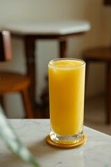 A glass of Mango juice on the table. Fresh and healthy drink, healthy life style concept, beverage...