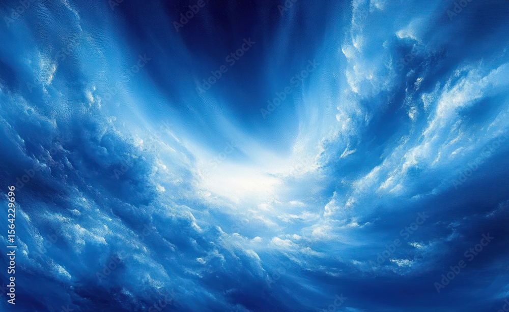 Aufkleber vibrant swirling blue sky with illuminated clouds creating a dynamic and ethereal atmosphere