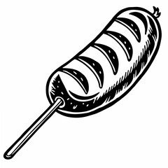 Sausage on a stick with grill marks food cooking