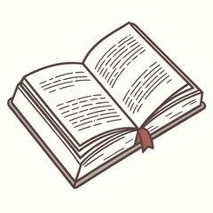 Open book with red bookmark and text lines reading literature