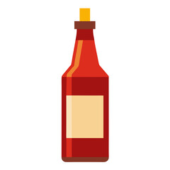 Red barbecue sauce bottle with yellow cap and cream label vector