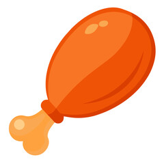 Delicious orange chicken leg with bone on white background poultry cooked