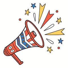 Festive Megaphone with Stars and Confetti noise maker celebration