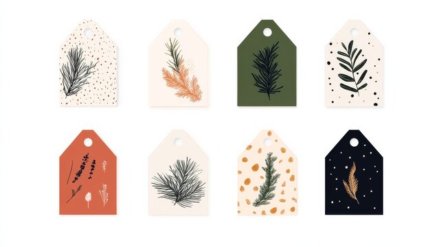 Festive gift tag designs with nature-inspired decor elements for seasonal celebration