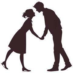 Couple holding hands gazing at each other romance love