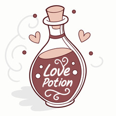 Vintage love potion bottle with hearts and swirls glass cork