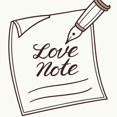 Love note written with a fountain pen writing paper
