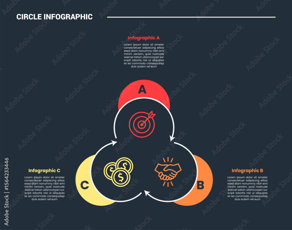 Poster circle shape infographic process diagram with circle cut with arrow cycle circular combination with 