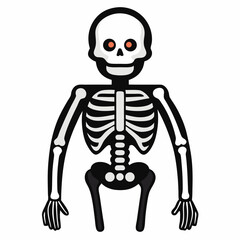 Black skeleton with white bones and red eyes human anatomy Halloween