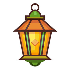 Ornate hanging lantern with warm glowing interior vector