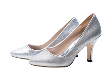 Sparkle Into Any Occasion Elegant Silver Glitter High Heeled Pumps Glamorous Footwear Choice This Good looking Pair Of Shoes, Available From Trusted Distributor, Offers Touch Of High fashion, Mockup