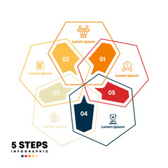 venn diagram chart infographic template with 5 options for presentations business. shape circle star infographic. Vector illustration Eps	
