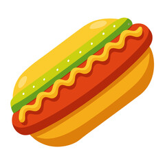 Hotdog with mustard relish and bun sausage