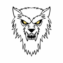 Fierce Werewolf Face with Yellow Eyes monster creature