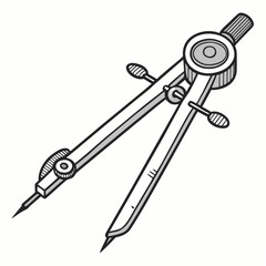 Drawing compass with silver and black details drafting tool geometric tool