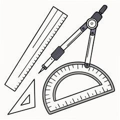 Geometric drawing tools ruler protractor compass geometry