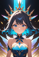 Anime Girl with Crown and Glowing Effects