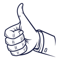 Hand gesture thumbs up approval sign vector