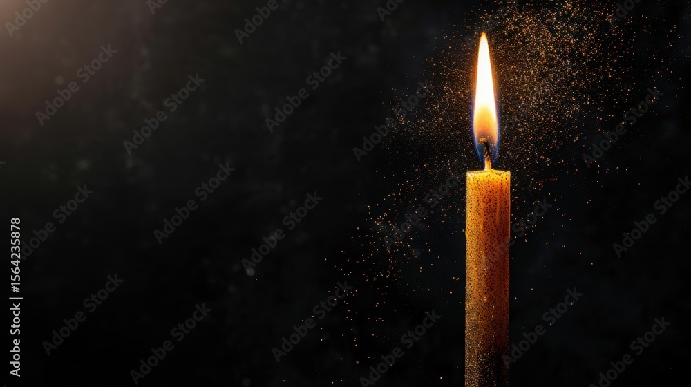 Poster glowing candle illuminates darkness, creating warm and inviting atmosphere with its flickering flame