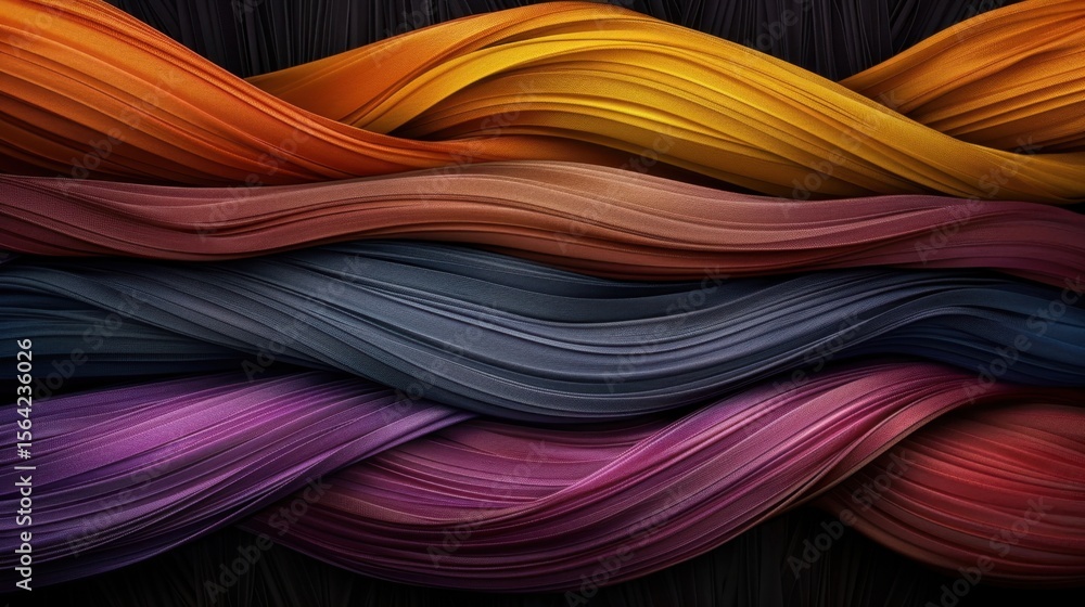Poster vibrant threads of various colors intertwine in mesmerizing pattern, creating dynamic visual experie