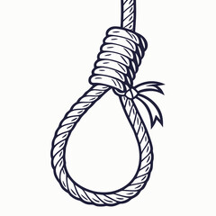 Dark blue noose knot with hanging loop on white rope