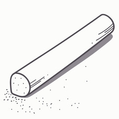 White chalk stick with scattered dust drawing