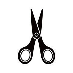 Silhouette image of scissors on white background