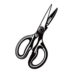 Silhouette image of scissors on white background