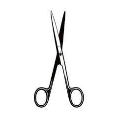 Silhouette image of scissors on white background