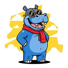 Stylish Hippo in Sunglasses