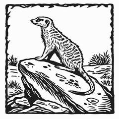 Meerkat perched on rock observing surroundings animal wildlife
