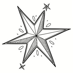Obraz premium Stylized starburst with smaller stars and oval shapes geometric abstract