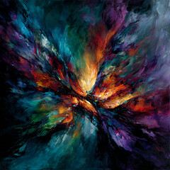 Vibrant Bloom: Abstract Floral Explosion in Electric Jewel Tones
