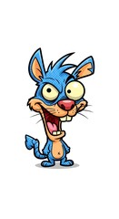 Crazy blue cartoon squirrel