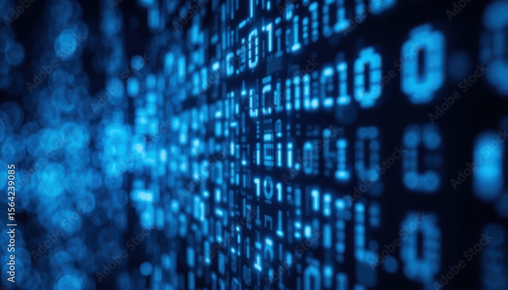Poster abstract illustration of binary code, symbolizing data transfer and security