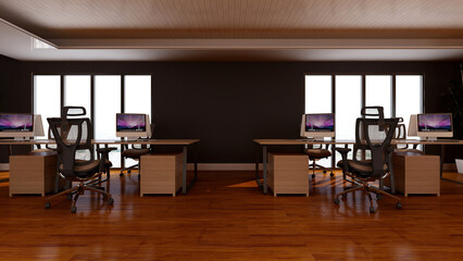 blank wall in office room for company logo mockup