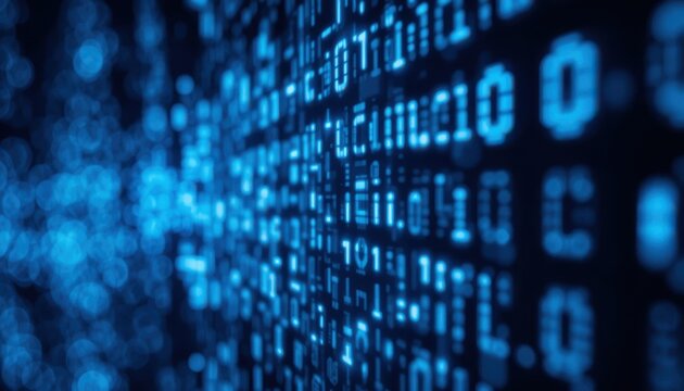 Abstract illustration of binary code, symbolizing data transfer and security