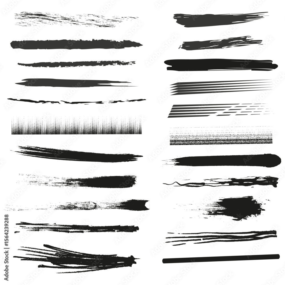Poster rough brush icon. horizontal stroke pattern. grunge smear vector. dynamic paint lines.