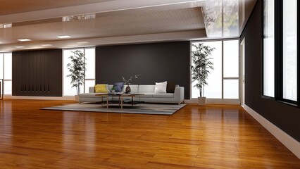 office wooden lobby waiting room for company wall logo mockup