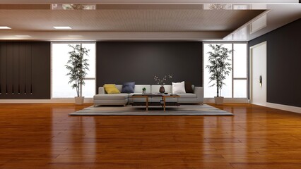 office wooden lobby waiting room for company wall logo mockup