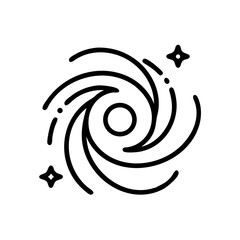 Fototapeta premium Celestial Whirlwind: A graphic portrayal of a swirling galaxy or black hole, rendered in minimalist black and white, radiating cosmic energy and intrigue.