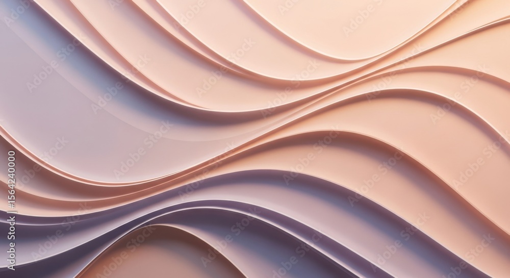 Poster elegant abstract background with wavy paper layers soft peach and blue gradient