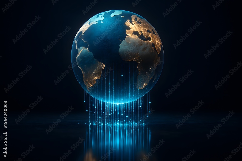 Poster global network technology earth connection digital world data communication innovation internet conc
