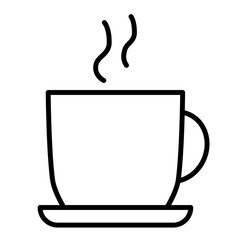 Line Art Icon of Coffee Cup and Saucer