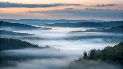 Obraz premium Misty Mountain Sunrise Scenic View