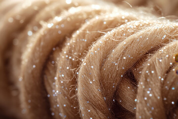 Glitter-covered ropes in close-up.