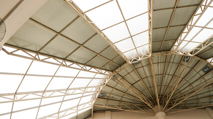 Large curved steel roof structure